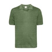 120% Lino Polo Shirts Green, Herr