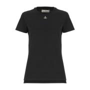 Vivienne Westwood Svart Bomull T-shirt med Orb Broderi Black, Dam