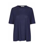Masai Mjuk Linne T-shirt Blue, Dam