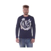 Versace Jeans Couture Jersey Cotton Mars Sweater Pullover Blue, Herr