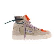 Off White Suede Canvas Off Court Sneakers Beige, Dam