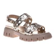 Baldinini Sandal in platinum laminated eco-leather Yellow, Dam