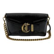 Just Cavalli Metallic Snake Print Clutch Black, Dam