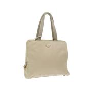 Prada Vintage Pre-owned Nylon handvskor Beige, Dam