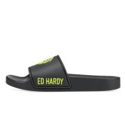 Ed Hardy Svart-Fluo Mode Sliders Black, Dam