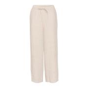 Cream Wide Trousers Beige, Dam