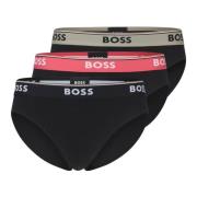 Hugo Boss 3-Pack Bomullsbriefs med Logomärkt Midjeband Black, Herr