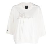 Rick Owens Beige Champion Cropped T-Shirt Beige, Dam