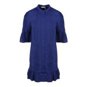 See by Chloé Volang Plisserad Skjortklänning Blue, Dam