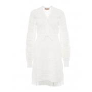 Twinset Kort Spetsklänning med Fransar White, Dam