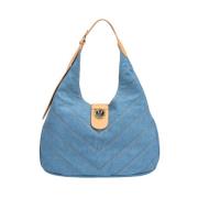 Pinko Stilren Läder Väska Blue, Dam