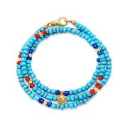 Nialaya The Mykonos Collection - Vintage Turquoise, Red and Blue Glass...