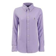 Ralph Lauren Bomulls Oxford Skjorta med Spetsig Krage Purple, Dam