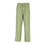 120% Lino Straight Trousers Green, Herr
