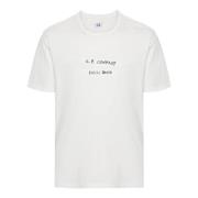 C.p. Company Vit Bomull Logo Print T-shirt White, Herr