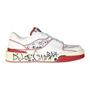 Dolce & Gabbana Vita Läder Perforerade Sneakers Multicolor, Herr