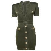 Balmain Pre-owned Pre-owned Stickat klnningar Green, Dam