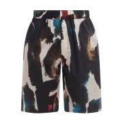 Alexander McQueen Graffiti Acquerello Bermuda Shorts Multicolor, Herr