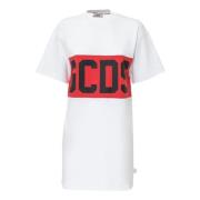 Gcds Vit Logotyp T-shirt Klänning White, Dam