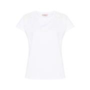 Twinset Vit Blommig Patch T-shirt White, Dam