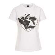 Liu Jo Kvinnors Rhinestone Print T-shirt White, Dam