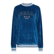 Ball Randig Ribbstickad Sweatshirt Oceanblå Blue, Dam