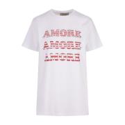 Alessandro Enriquez Amore Print Vit Bomull T-shirt White, Dam