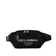 Dolce & Gabbana Svart Nylon Bältesväska Black, Herr