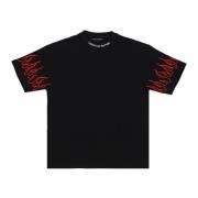 Vision OF Super Broderad T-shirt med Flammor för Män Black, Herr