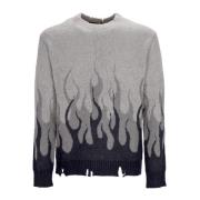 Vision OF Super Double Flames Sweater Gray, Herr