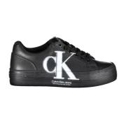 Calvin Klein Svart Polyester Sneaker med Kontrasterande Detaljer Black...