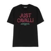 Just Cavalli Svarta Grafiska T-shirts och Polos Black, Herr