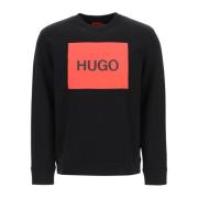 Hugo Boss Röd Logo Box Crewneck Sweatshirt Black, Herr