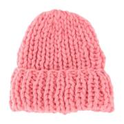 Evyïnit Handgjord Merinoull Beanie Pink, Dam