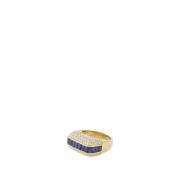 Rainbow K Empress Ring i guld och safir inspirerad av Art Deco Gray, D...
