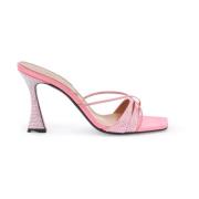 D'Accori Rhinestone Läder Lust Mules Pink, Dam