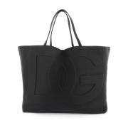 Dolce & Gabbana Quiltad DG Logo Läder Shoppingväska Black, Dam