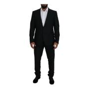 Dolce & Gabbana Svart Slim Fit Tvådelad Kostym Black, Herr