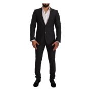 Dolce & Gabbana Grå Ull Martini Slim Fit Kostym Gray, Herr