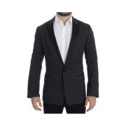 Dolce & Gabbana Svart Polka Dot Slim Fit Blazer Black, Herr