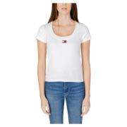 Tommy Jeans Räfflad Casual T-shirt White, Dam