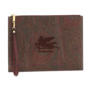 Etro Paisley Broderad Coated Canvas Pouch Red, Dam