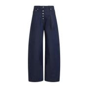 Jacquemus Ovalo Navy Brown Jeans Blue, Dam