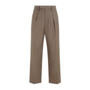 Lemaire Taupe Melange One Pleat Byxor Brown, Herr