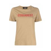 Dsquared2 Beige Casual T-shirt Kvinnor Bomull Beige, Dam