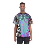 Just Cavalli Multifärgad T-shirt med synliga svarta sömmar Multicolor,...