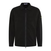 Stone Island Logo-Patch Overshirt i Svart Black, Herr