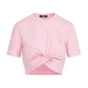 Versace Ljusrosa Cropped Logo T-shirt Pink, Dam