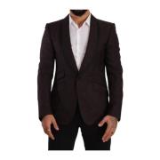 Dolce & Gabbana Lyxig Bourgogne Shawl Revers Blazer Brown, Herr