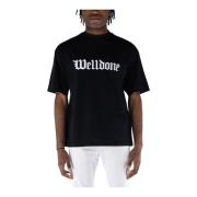 We11Done Gothic Logo Print T-Shirt Black, Herr